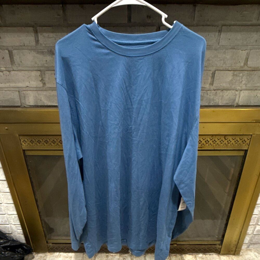 L.L.Bean Men’s Traditional Fit Long Sleeve Crew Neck Pocket Tee Blue XL Tall